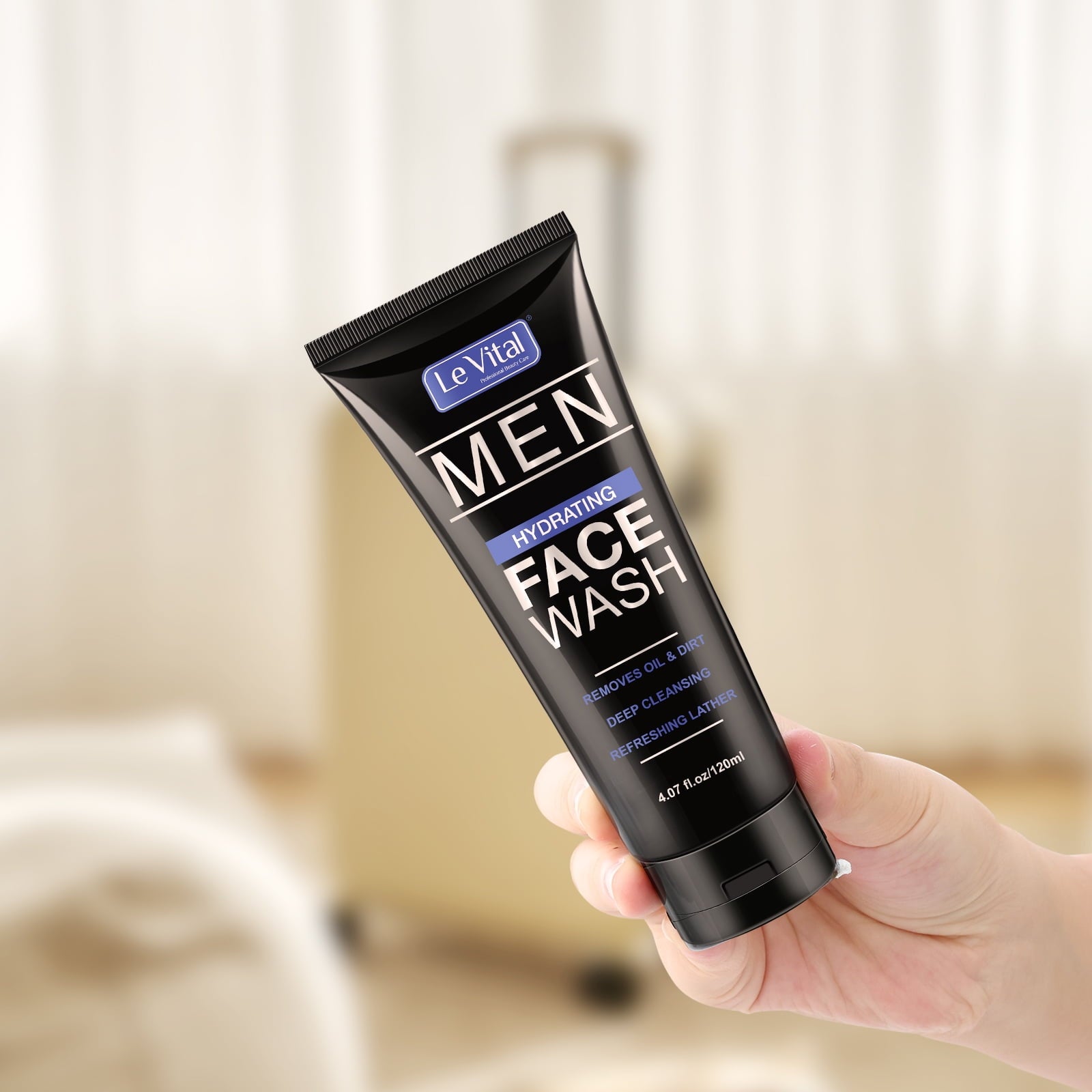 Le Vital Men's Skincare 3 Piece Set,Face Cleanser,Scrub & Cream Face Moisturizer,Great Gift for Men