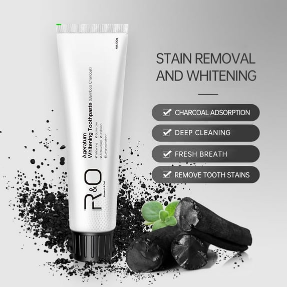 R&O Ageratum Whitening Toothpaste with Bamboo Charcoal,3.53 oz,Great for Teeth Whitening,1Pc