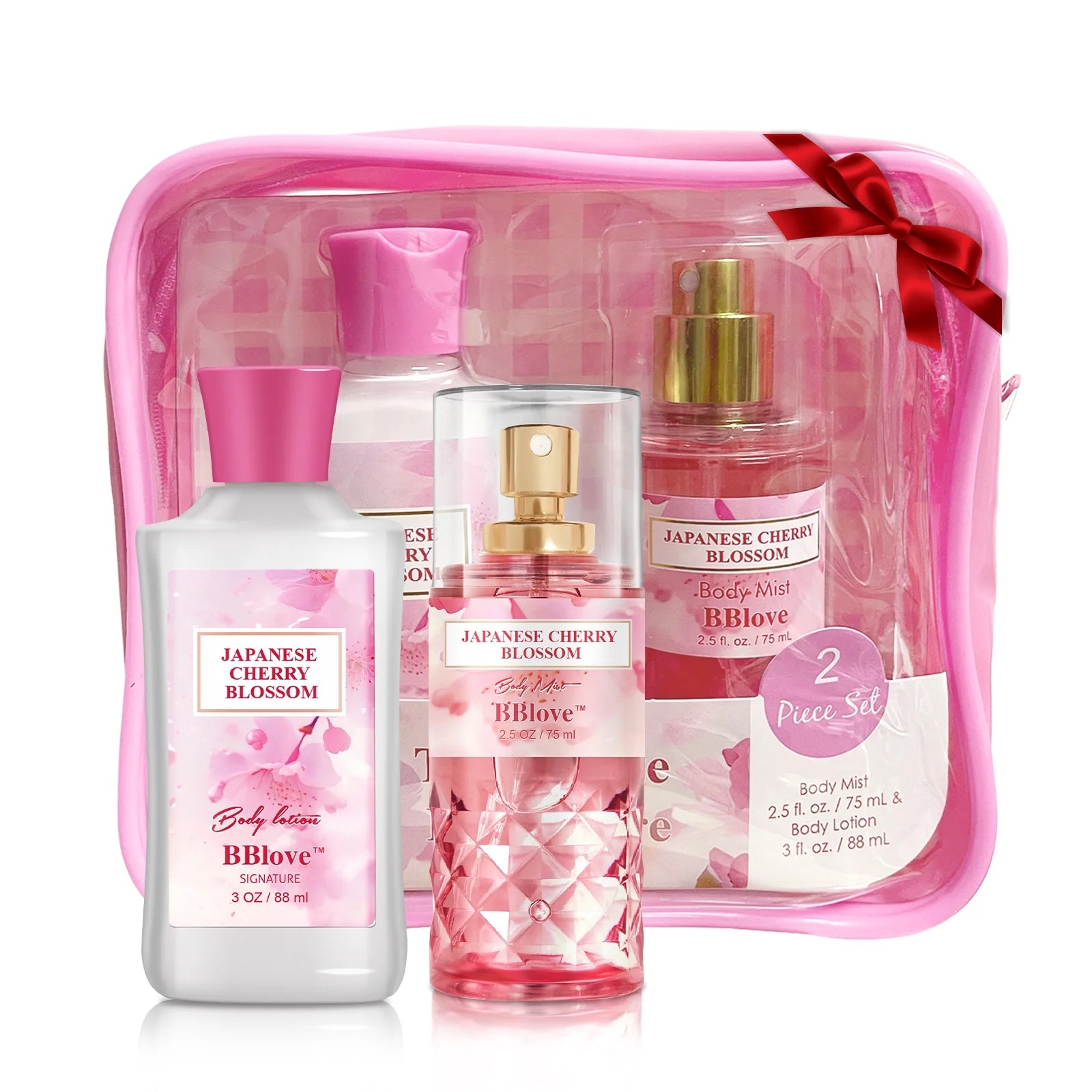 BBlove Bath and Body Care Set,Japanese Cherry Blossom Scents,Bath&Body 2 Set,with Body Lotion,Mist