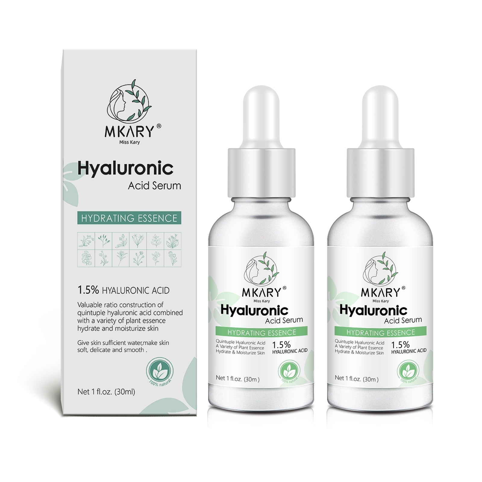 Beautifier Life Hyaluronic Acid Serum,1.5% Quintuple Hyaluronic Acid,Deep Moisturizing,1 fl oz/30ml,2 Pcs