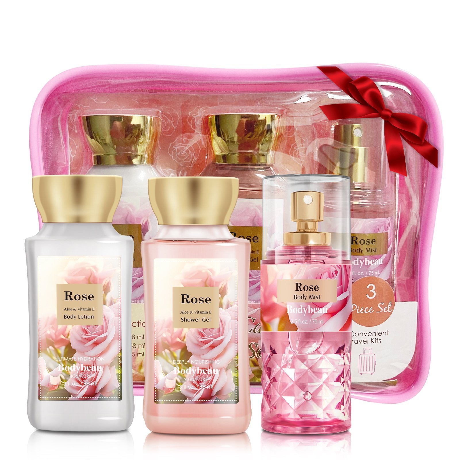 Bodybeau Bath Set 3PCS Rose, Gel, Mist and Lotion