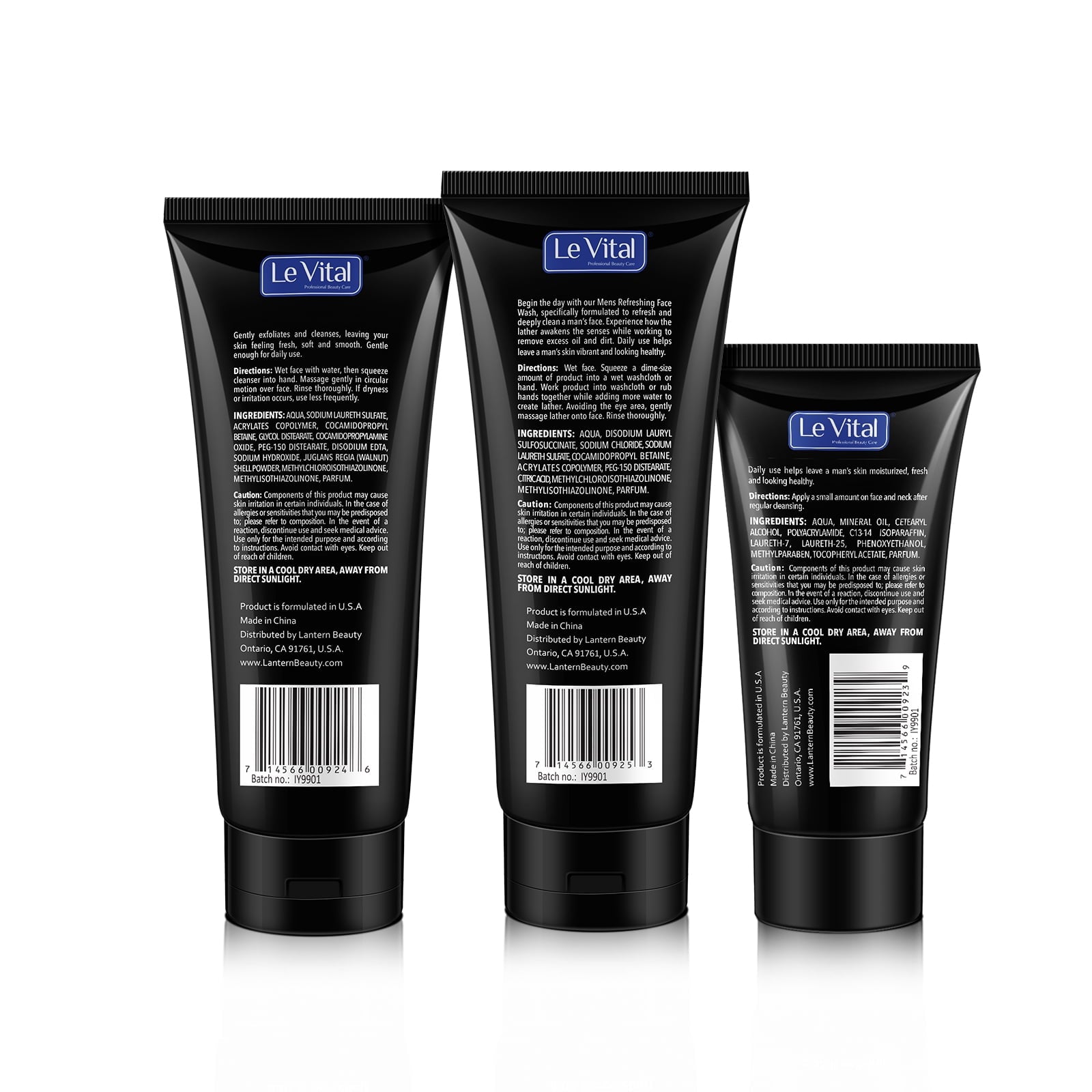 Le Vital Men's Skincare 3 Piece Set,Face Cleanser,Scrub & Cream Face Moisturizer,Great Gift for Men