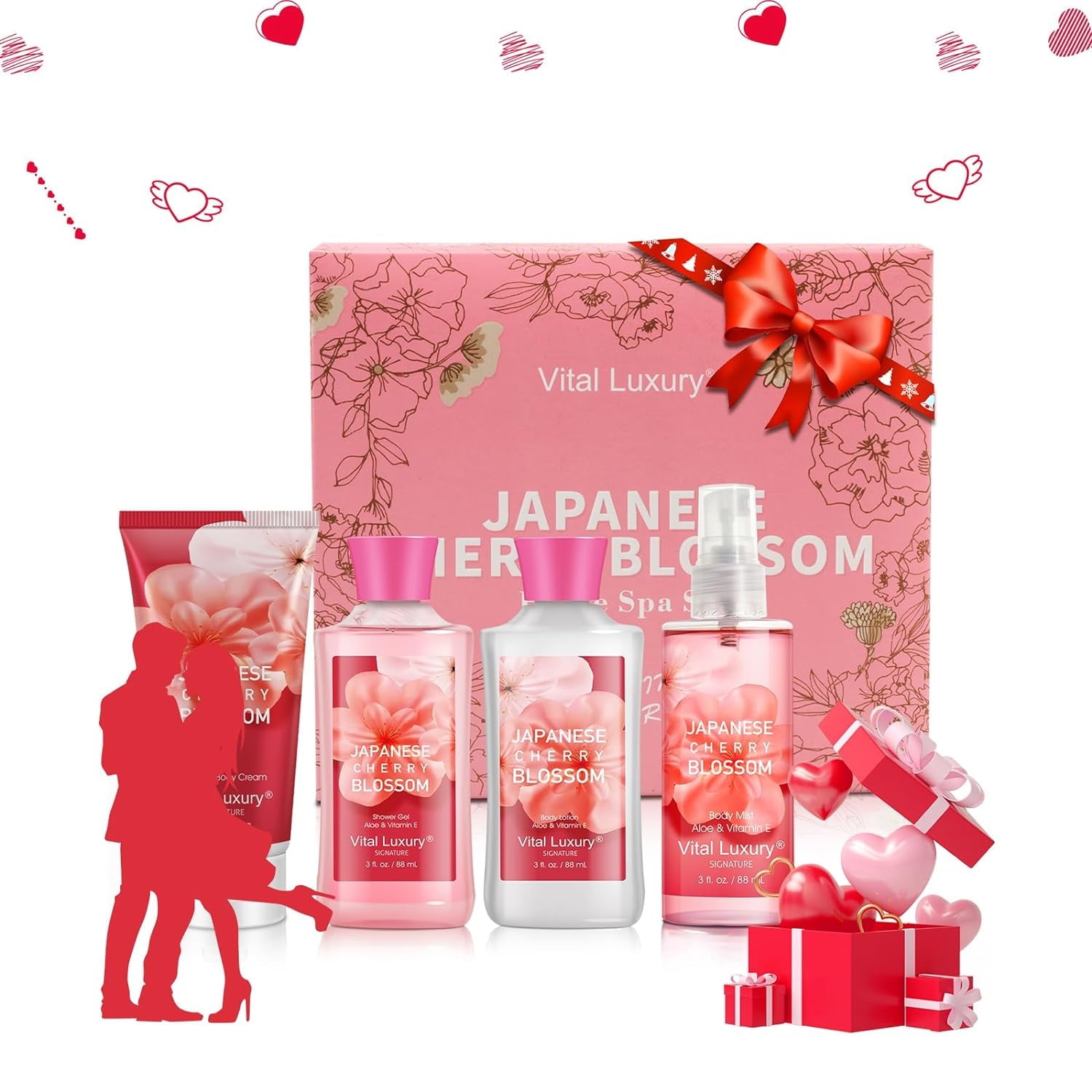 Vital Luxury Bath & Body Gifts Set-Japanese Cherry Blossom(Unisex)-Shower Gel,Lotion,Mist,Hand Cream