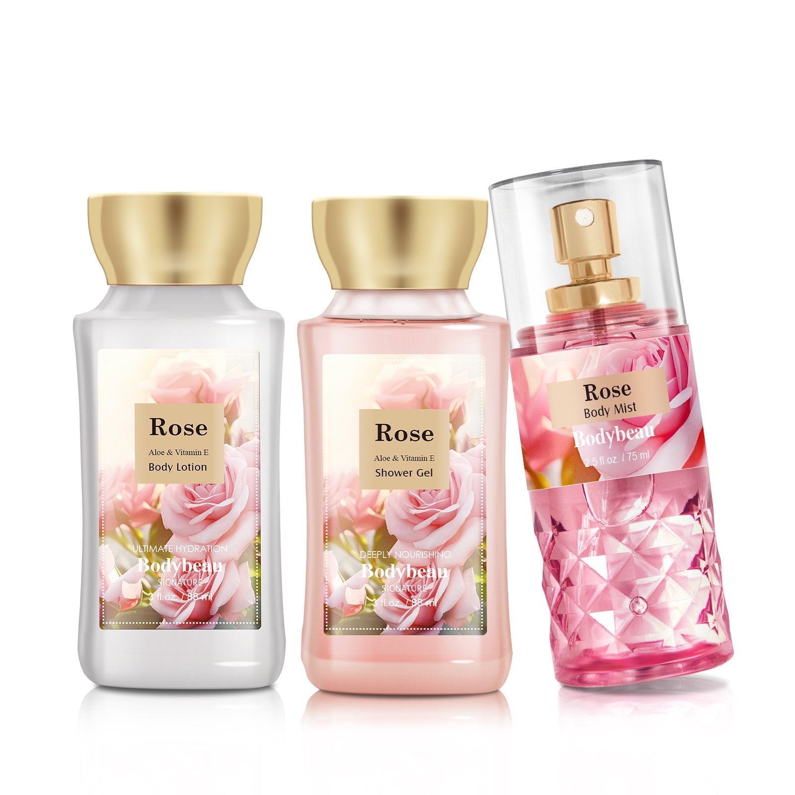 Bodybeau Bath Set 3PCS Rose, Gel, Mist and Lotion