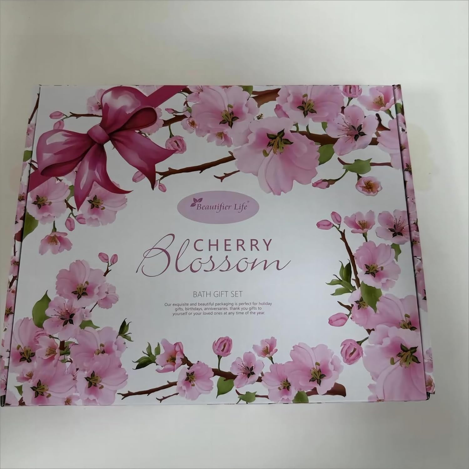 Bath and Body Gift Set for Women & Girls - Japanese Cherry Blossom 7PCS Spa Set With Natural Extracts,with Body Lotion,Shower Gel,Bath Oil,Bath Salts,Bath Soap,Candle,Bath Bombs