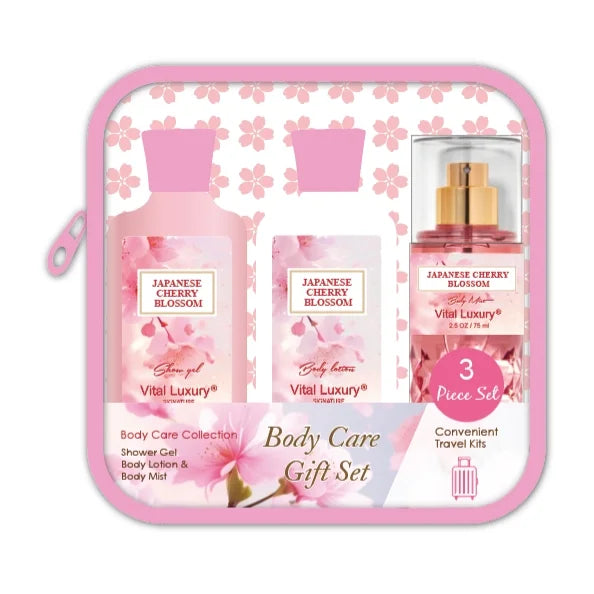 BBlove Bath and Body Care Set,Japanese Cherry Blossom Scents,Bath&Body 3 Set,with Body Lotion,Mist and Shower Gel