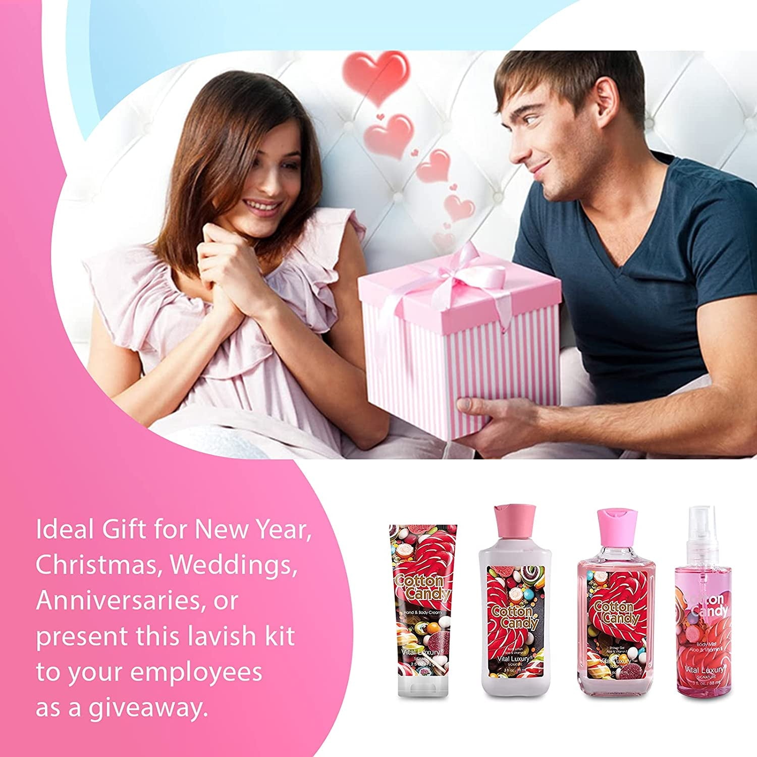 Vital Luxury Cherry Blossom Scented Bath and Body Gift Set, 3 Pieces,with Shower Gel,Body Lotion, and Body Mist