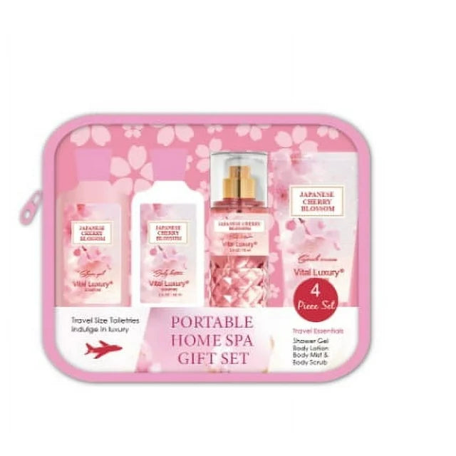 BBlove Bath and Body Care Set,Japanese Cherry Blossom Scents,Bath&Body 4 Set,with Body Lotion,Body Mist,Shower Gel and Body Scrub