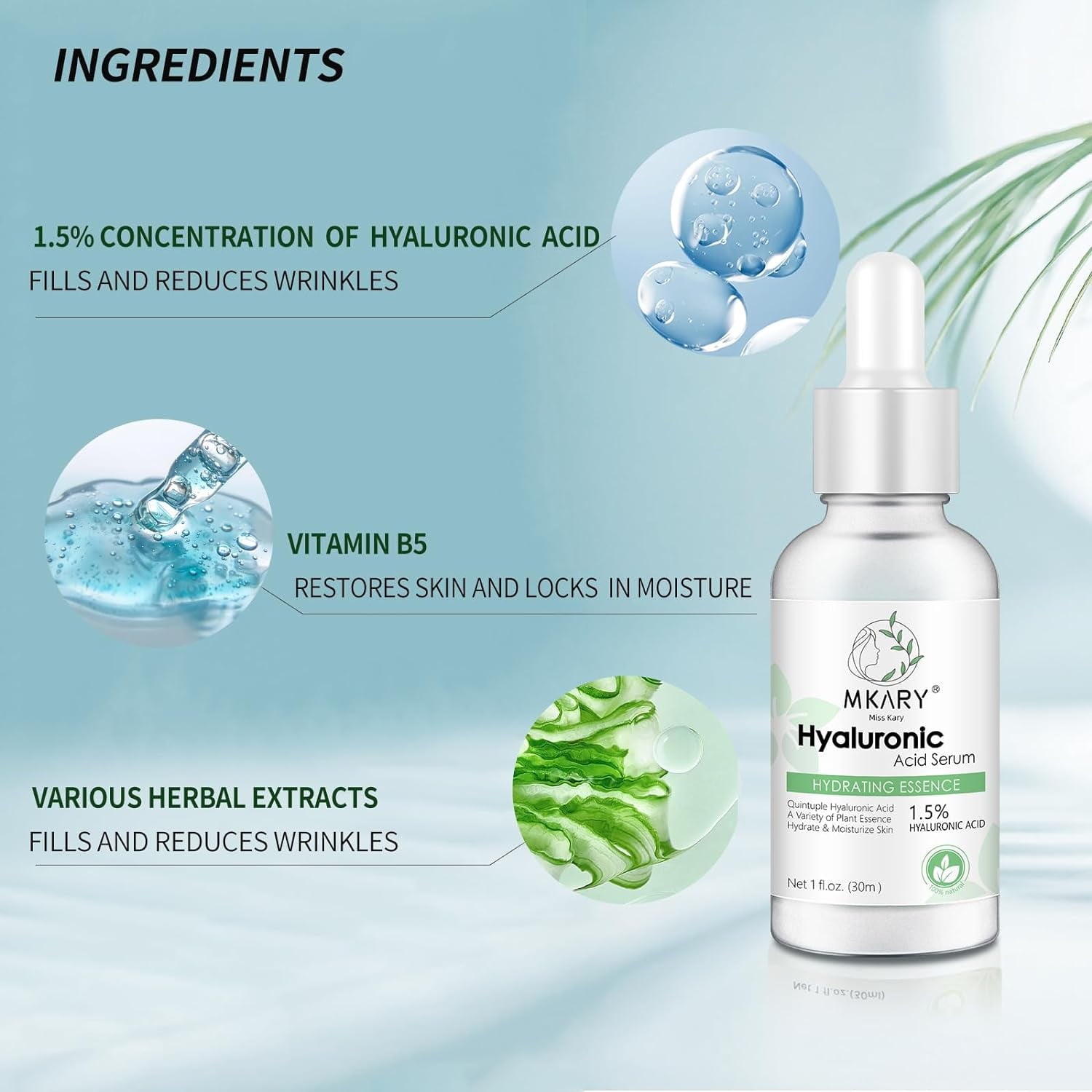 Beautifier Life Hyaluronic Acid Serum,1.5% Quintuple Hyaluronic Acid,Deep Moisturizing,1 fl oz/30ml,2 Pcs