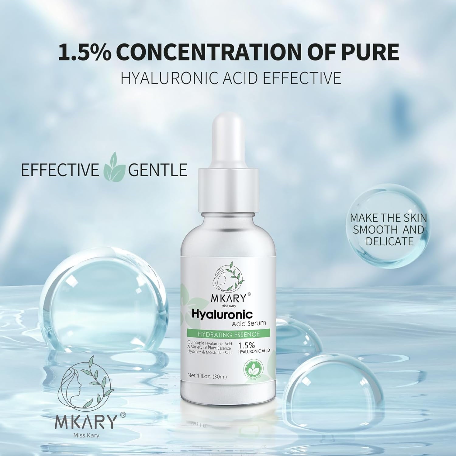 Beautifier Life Hyaluronic Acid Serum,1.5% Quintuple Hyaluronic Acid,Deep Moisturizing,1 fl oz/30ml,2 Pcs