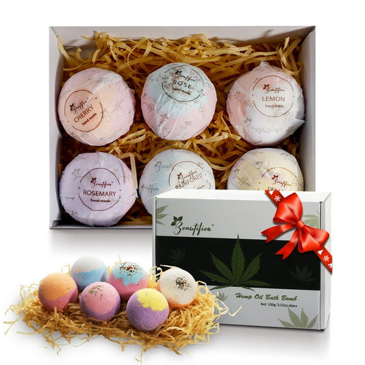 Beautifier Life Bath Bombs Gift Set Natural Refreshing Bubble Bath Kit with 6 Relaxing Scents Made from Pure Essential Oil for Bubble and Spa Bath, Valentines Day Gifts