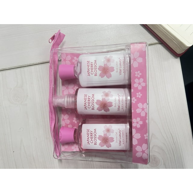 Vital Luxury Cherry Blossom Scented Bath and Body Gift Set, 3 Pieces,with Shower Gel,Body Lotion, and Body Mist