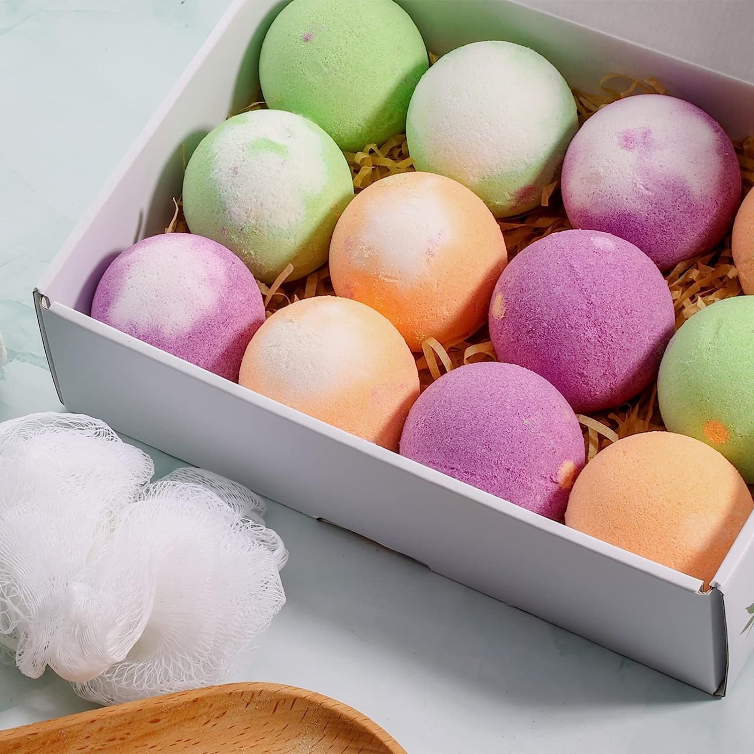 Beautifier Life Colorful Bath Bombs Gift Set Bubble Bath Kit with 6 Relaxing Scent for Unisex,12 Pcs