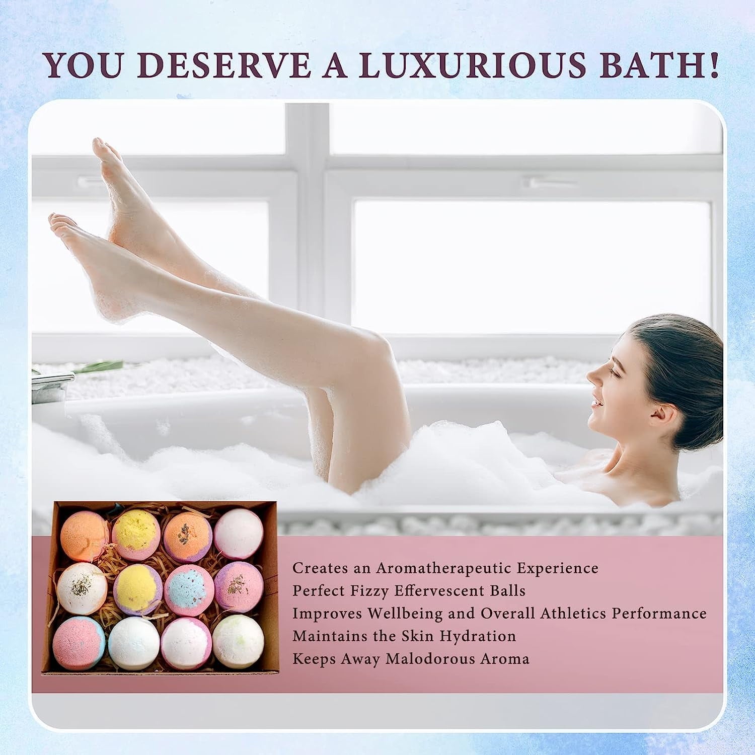 Beautifier Life Colorful Bath Bombs Gift Set Bubble Bath Kit with 6 Relaxing Scent for Unisex,12 Pcs